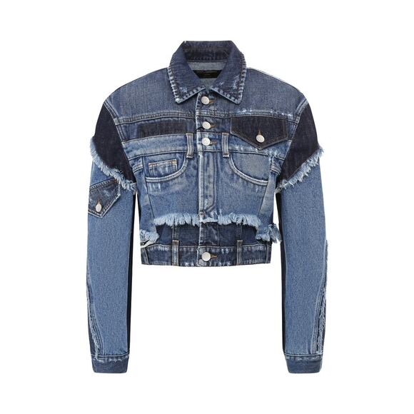 NWT Dolce & Gabbana Cropped Blue Denim Patchwork Jean Jacket IT 40 S - Picture 3 of 11